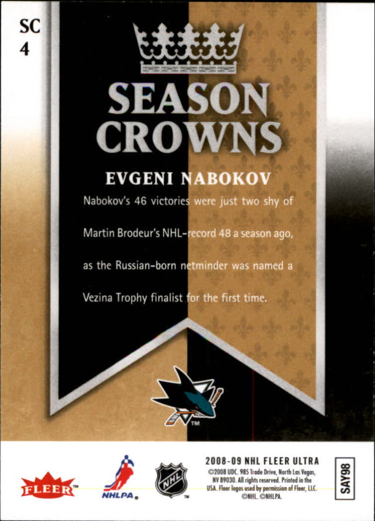 2008-09 Ultra Season Crowns #SC4 Evgeni Nabokov back image