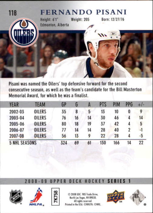 A8680- 2008-09 Upper Deck Hockey Card # S 1-250 -du Pick- 15 + Gratis US Schiff - Bild 233 von 407