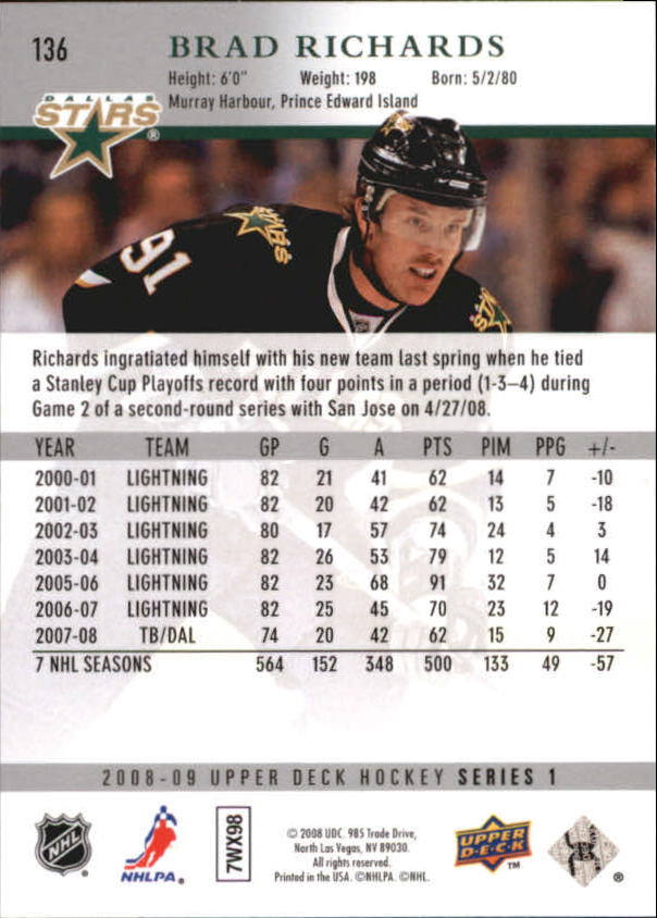 A8680- 2008-09 Upper Deck Hockey Card # S 1-250 -du Pick- 15 + Gratis US Schiff - Bild 269 von 407