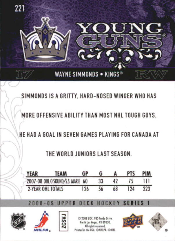 A8680- 2008-09 Upper Deck Hockey Card # S 1-250 -du Pick- 15 + Gratis US Schiff - Bild 399 von 407