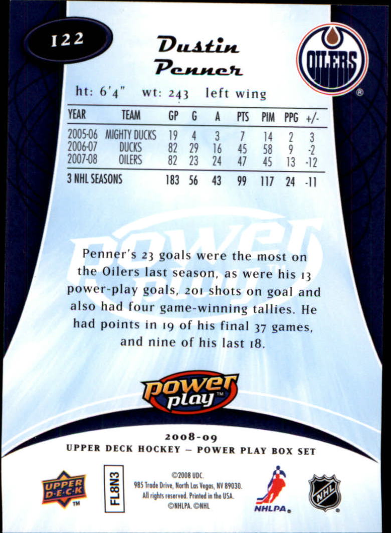 2008-09 Upper Deck Power Play #122 Dustin Penner back image