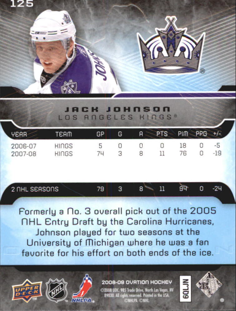 2008-09 Upper Deck Ovation #125 Jack Johnson back image