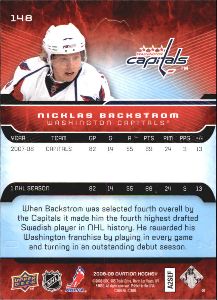 2008-09 Upper Deck Ovation #148 Nicklas Backstrom back image