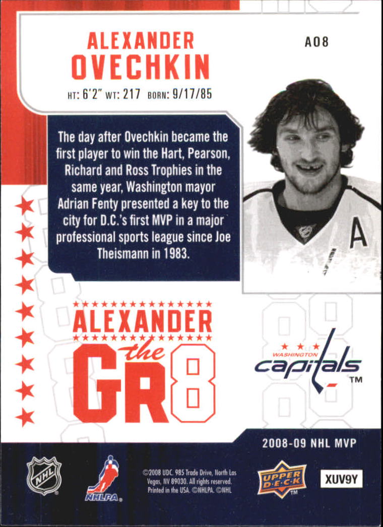 2008-09 Upper Deck MVP Alexander the Gr8 #AO8 Alexander Ovechkin back image