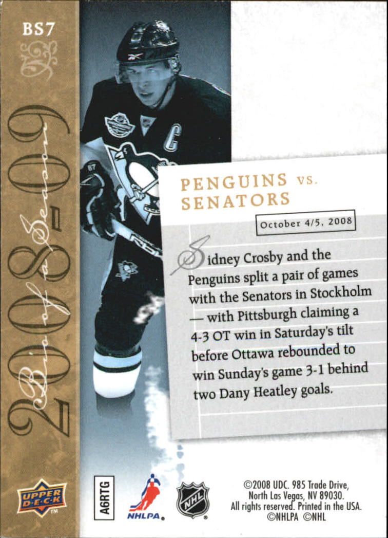 2008-09 Upper Deck Biography of a Season #BS7 Penguins v. Senators/Sidney Crosby back image
