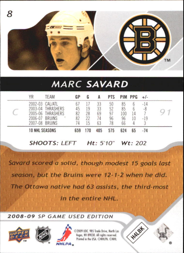 B4324- 2008-09 SP Game Used Hockey Card #s 1-100 -You Pick- 15+ FREE US SHIP