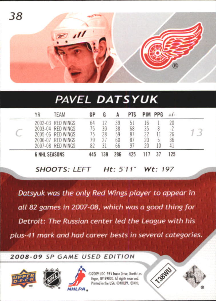 B4324- 2008-09 SP Game Used Hockey Card #s 1-100 -You Pick- 15+ FREE US SHIP