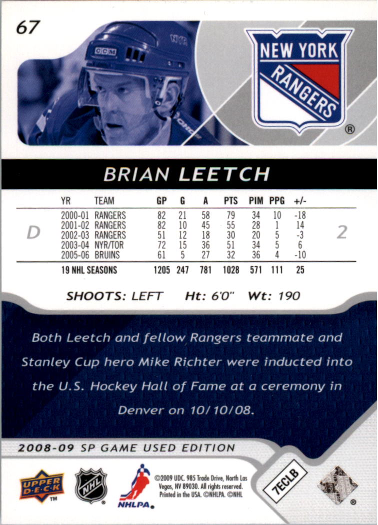 B4324- 2008-09 SP Game Used Hockey Card #s 1-100 -You Pick- 15+ FREE US SHIP