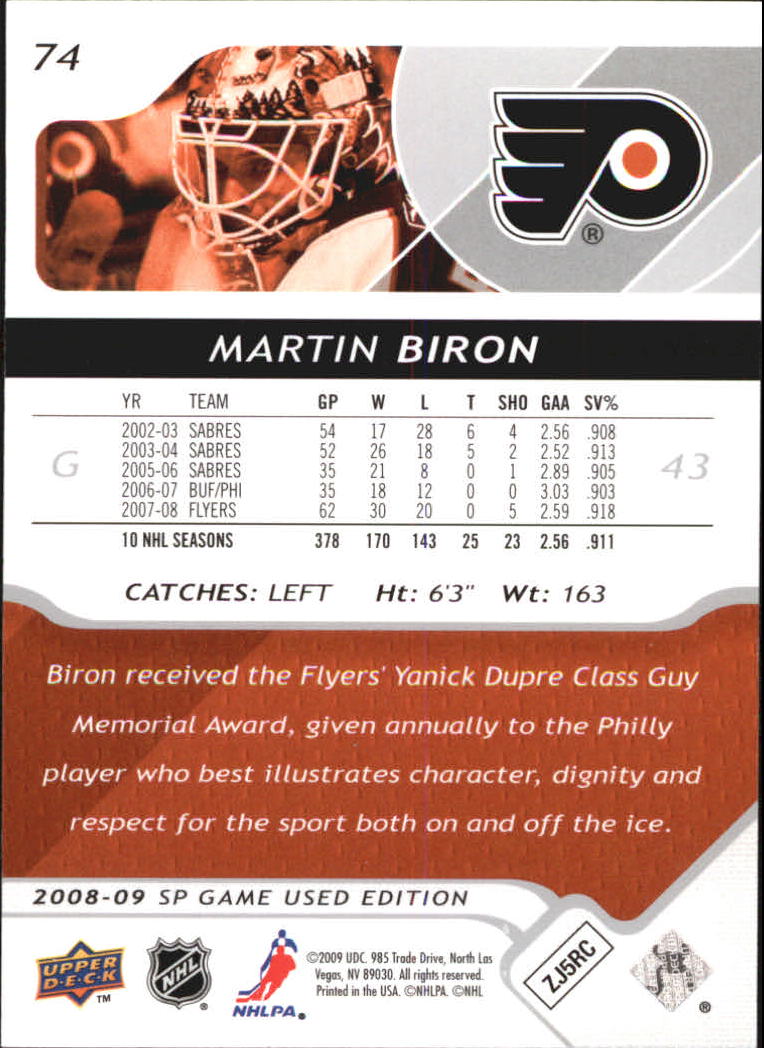 B4324- 2008-09 SP Game Used Hockey Card #s 1-100 -You Pick- 15+ FREE US SHIP