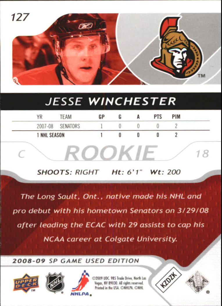 2008-09 SP Game Used #127 Jesse Winchester RC back image
