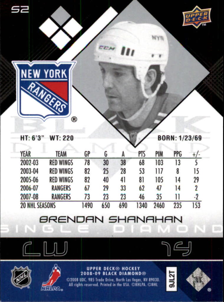 2008-09 Black Diamond #52 Brendan Shanahan back image