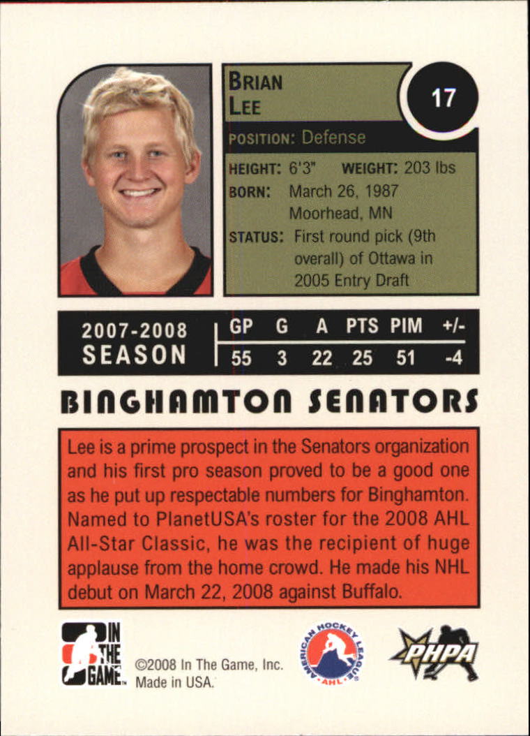 2008-09 ITG Heroes and Prospects #17 Brian Lee back image