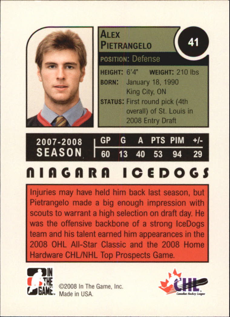 2008-09 ITG Heroes and Prospects #41 Alex Pietrangelo back image