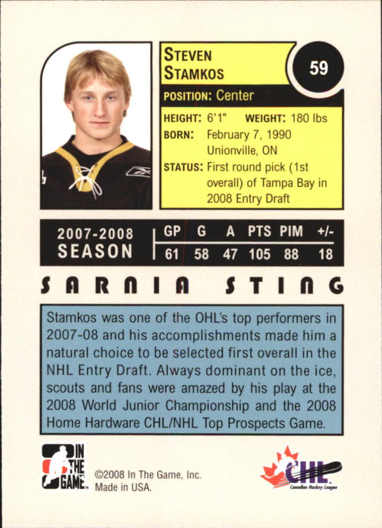 2008-09 ITG Heroes and Prospects #59 Steven Stamkos back image