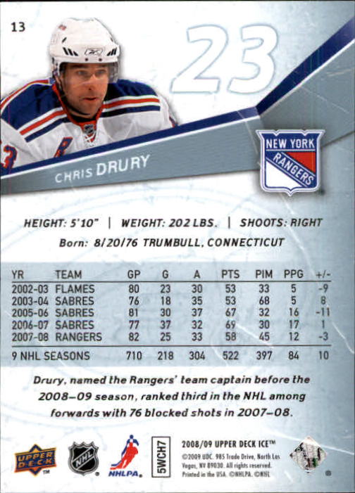 2008-09 Upper Deck Ice - #13 Chris Drury