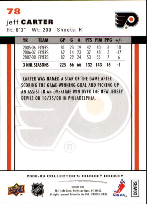 2008-09 Collector's Choice #78 Jeff Carter back image