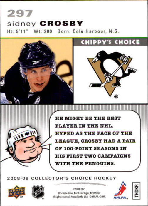 2008-09 Collector's Choice #297 Sidney Crosby back image