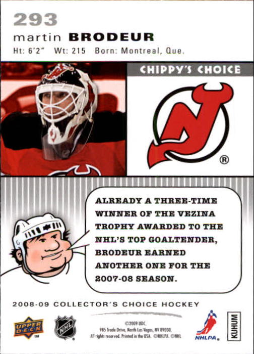 2008-09 Collector's Choice Reserve Silver #293 Martin Brodeur back image