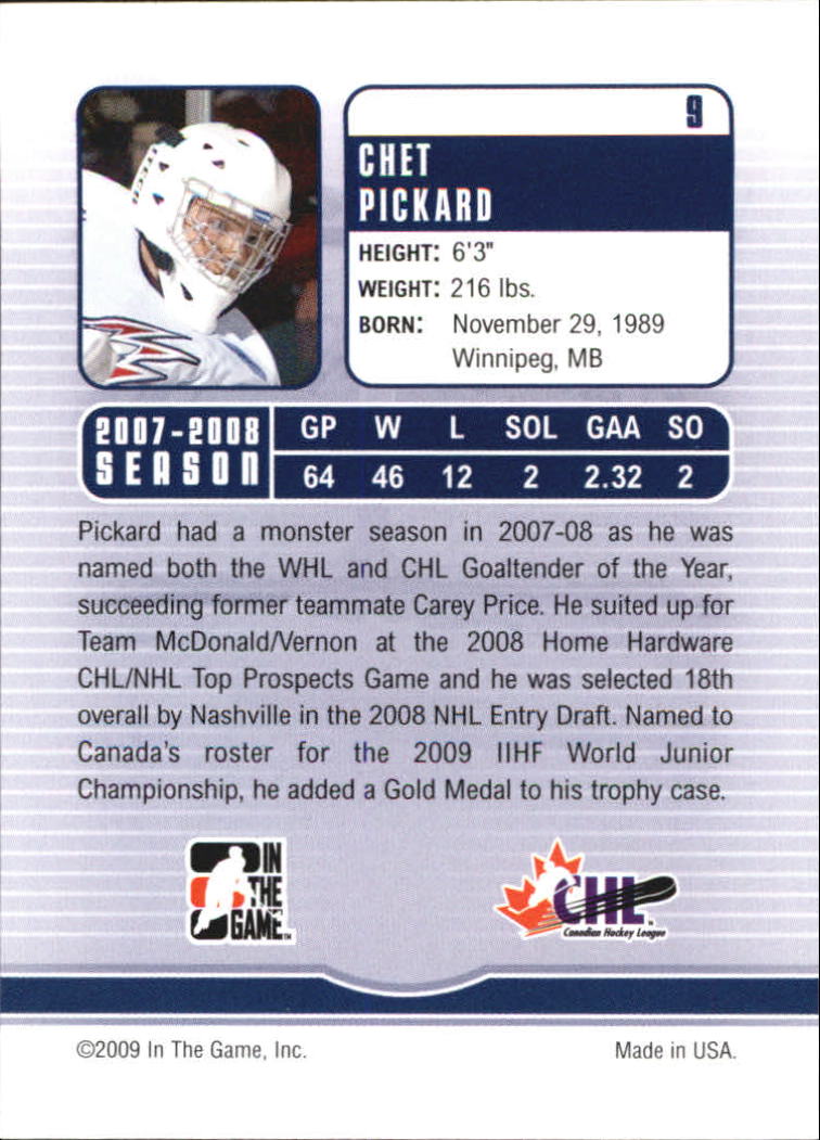 2008-09 Between The Pipes #9 Chet Pickard back image