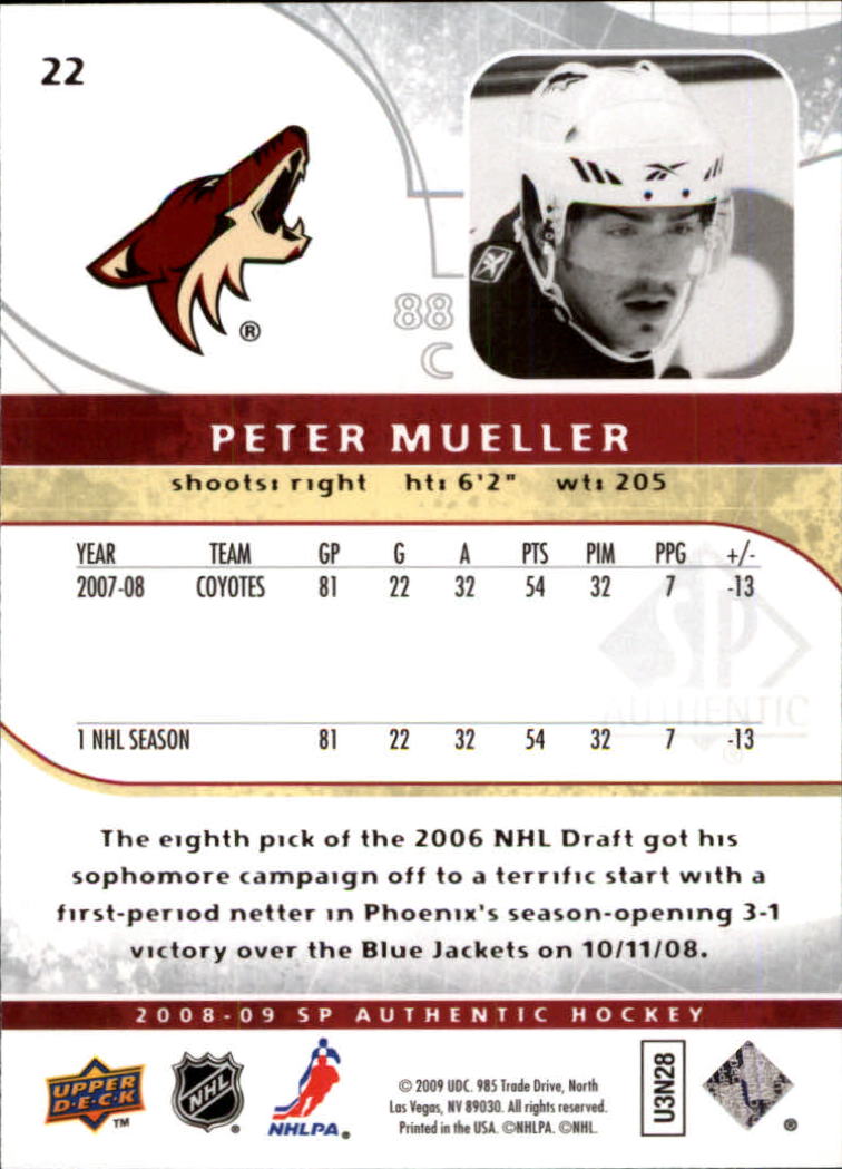 2008-09 SP Authentic #22 Peter Mueller back image