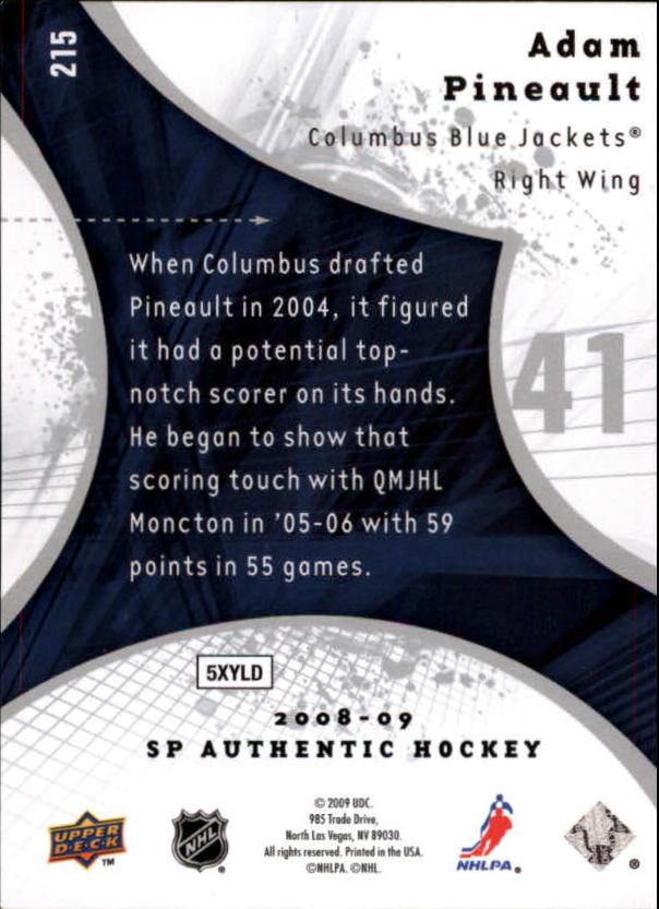 A3799- 2008-09 SP Authentic Hk #s 1-215 +Inserts -You Pick- 15+ FREE US SHIP - Picture 256 of 280