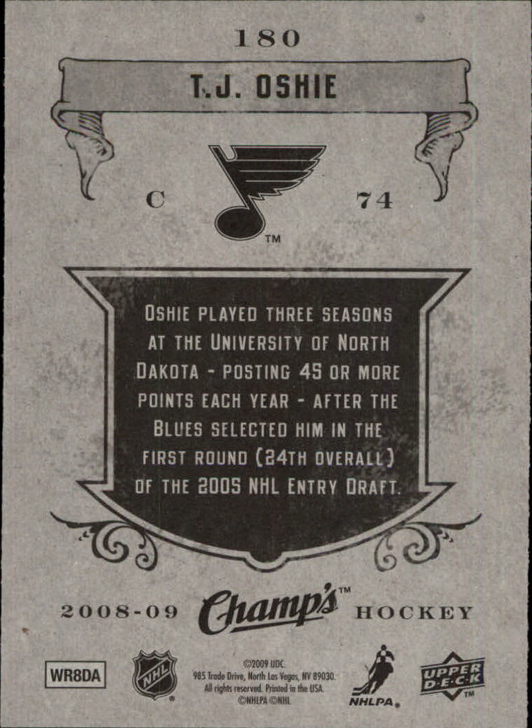 セイバーメトリクス系8冊セット 2008-09 Upper Deck Champ's #180 T.J. Oshie RC - NM-MT | eBay