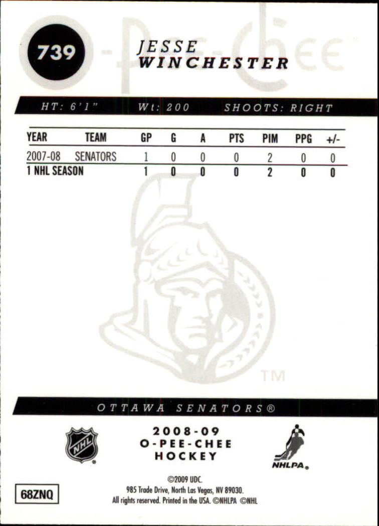 2008-09 O-Pee-Chee Metal #739 Jesse Winchester back image
