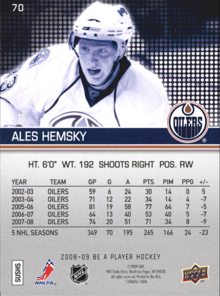 2008-09 Be A Player #70 Ales Hemsky back image