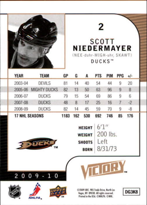 2009-10 Upper Deck Victory #2 Scott Niedermayer back image