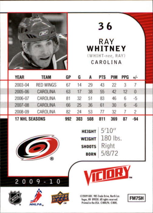 2009-10 Upper Deck Victory #36 Ray Whitney back image