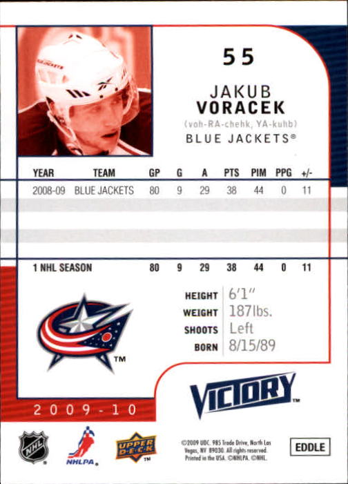 2009-10 Upper Deck Victory #55 Jakub Voracek back image