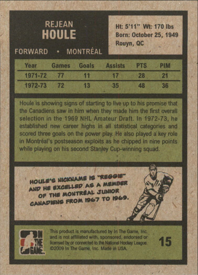 2009-10 ITG 1972 The Year In Hockey #15 Rejean Houle back image