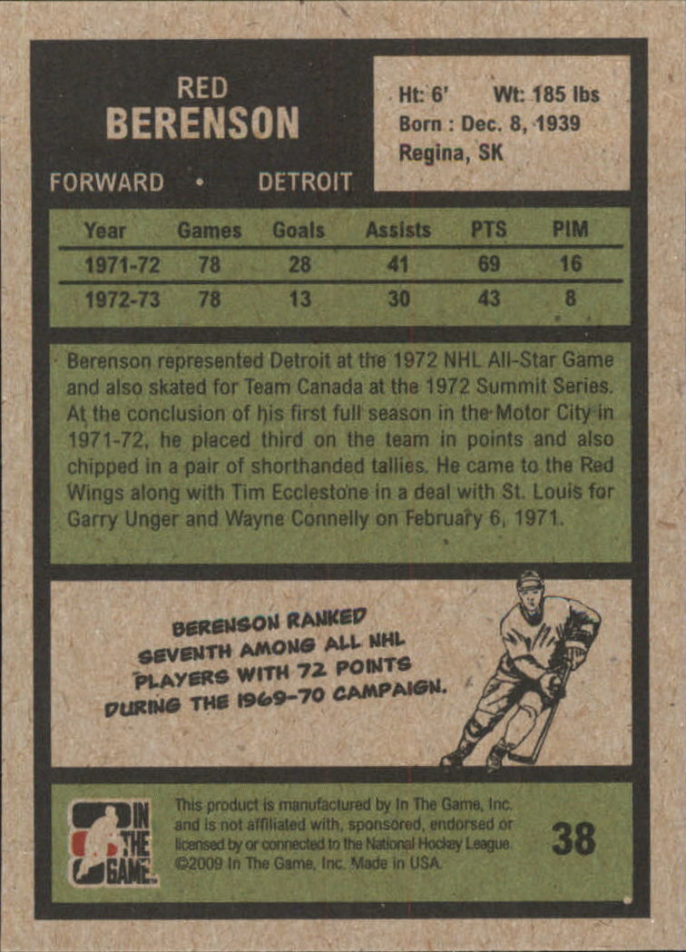 2009-10 ITG 1972 The Year In Hockey #38 Red Berenson back image