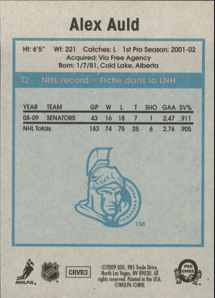 2009-10 O-Pee-Chee Retro #32 Alex Auld back image