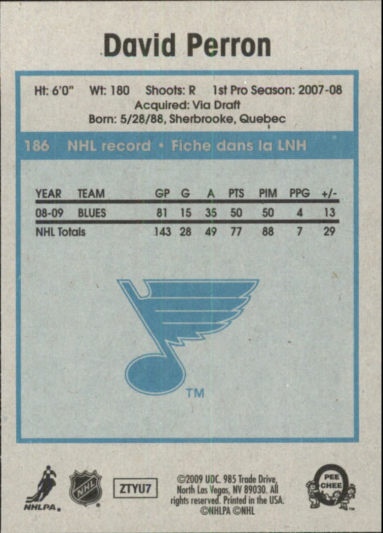 2009-10 O-Pee-Chee Retro #186 David Perron back image