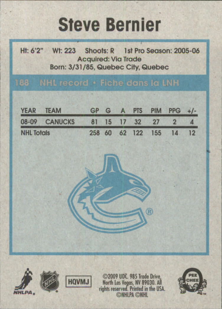 2009-10 O-Pee-Chee Retro #188 Steve Bernier back image