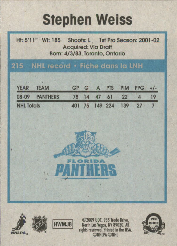 2009-10 O-Pee-Chee Retro #215 Stephen Weiss back image