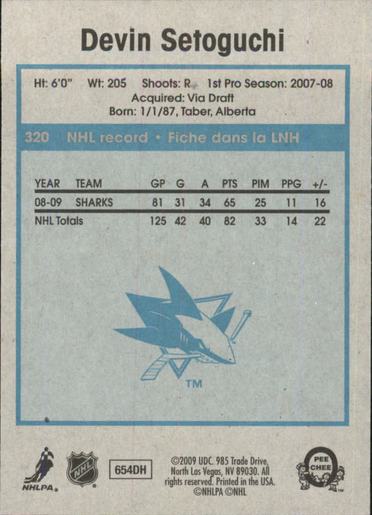 2009-10 O-Pee-Chee Retro #320 Devin Setoguchi back image