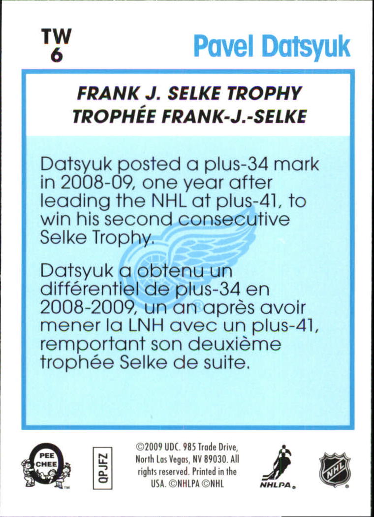 2009-10 O-Pee-Chee Trophy Winners #TW6 Pavel Datsyuk back image