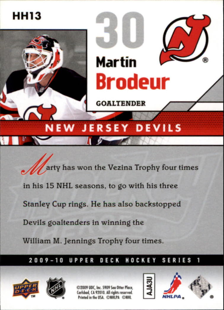 2009-10 Upper Deck Hockey Heroes Martin Brodeur #HH13 Martin Brodeur