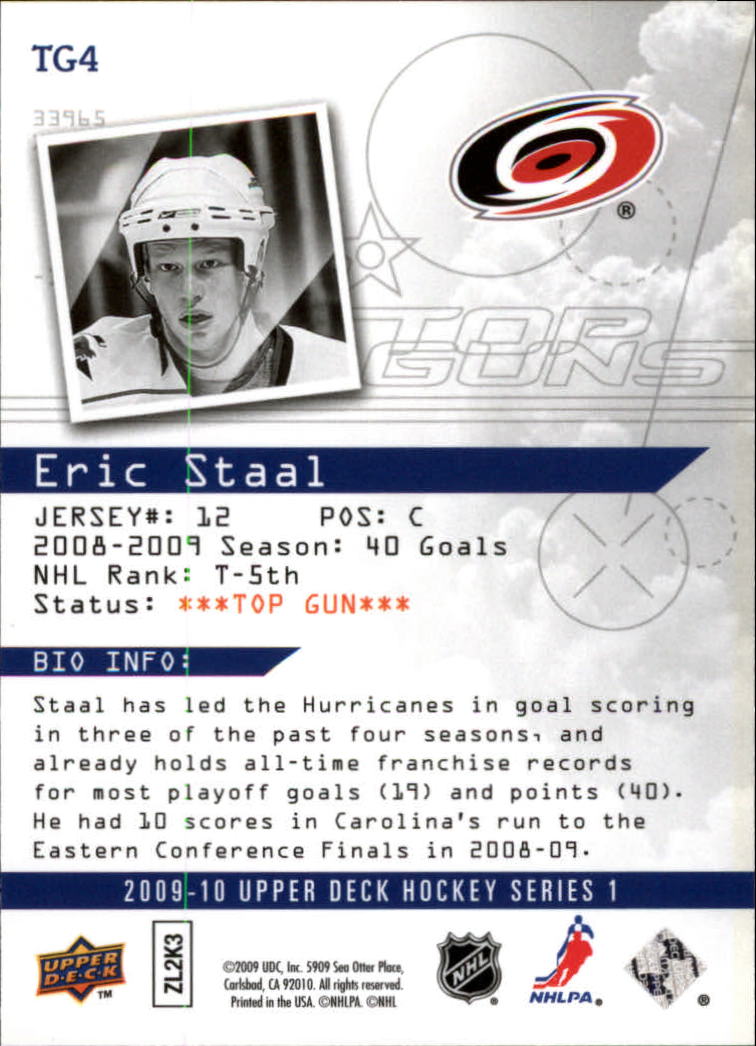 2009-10 Upper Deck Top Guns #TG4 Eric Staal back image