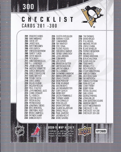 2009-10 Upper Deck MVP #300 Sidney Crosby CL back image