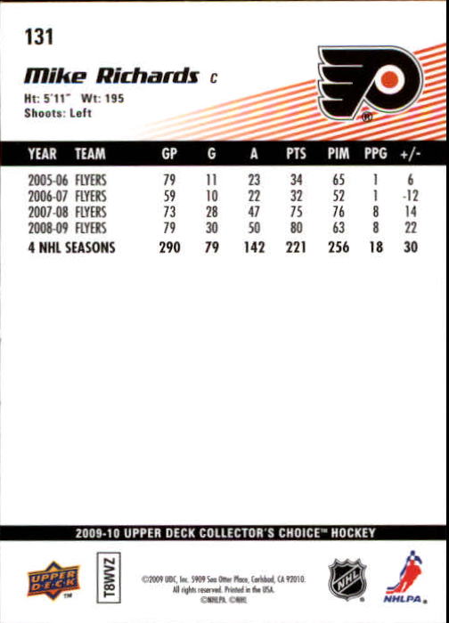 2009-10 Collector's Choice #131 Mike Richards back image