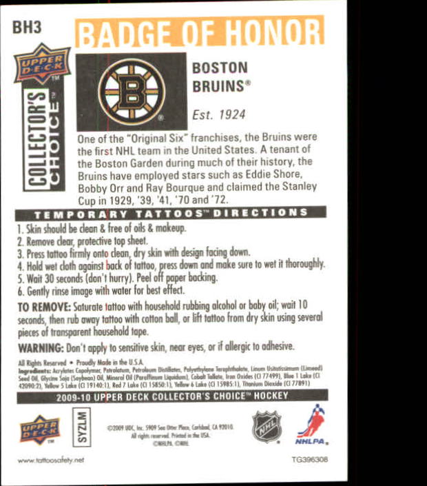2009-10 Collector's Choice Hockey Badge of Honor Tattoo Singles - You Choose - Bild 7 von 39