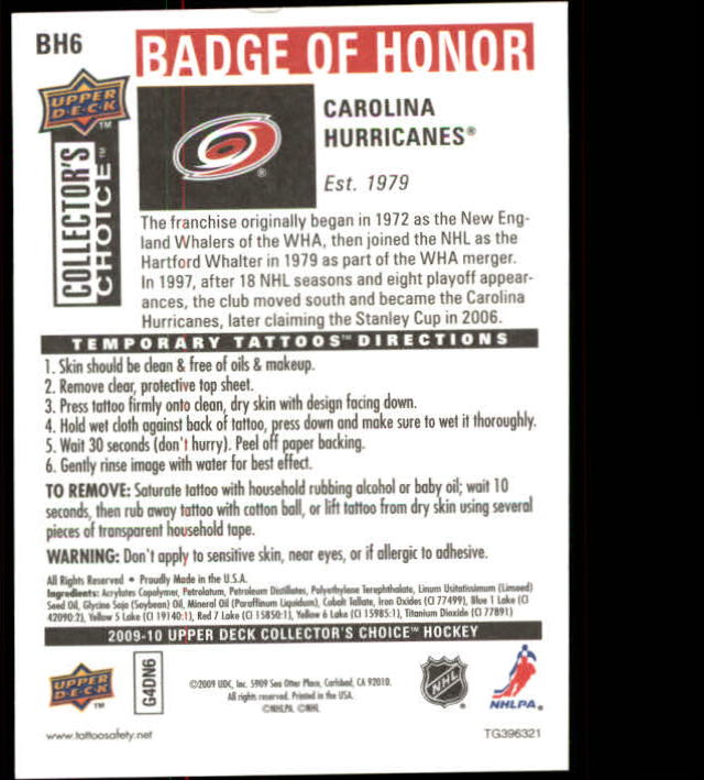 2009-10 Collector's Choice Hockey Badge of Honor Tattoo Singles - You Choose - Bild 13 von 39