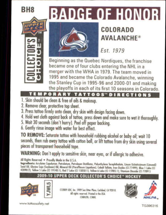 2009-10 Collector's Choice Hockey Badge of Honor Tattoo Singles - You Choose - Bild 15 von 39