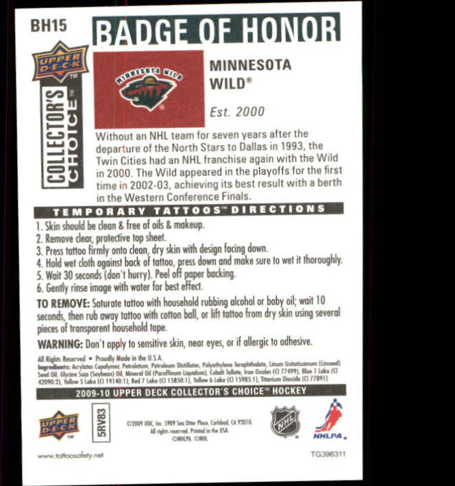 2009-10 Collector's Choice Hockey Badge of Honor Tattoo Singles - You Choose - Bild 23 von 39