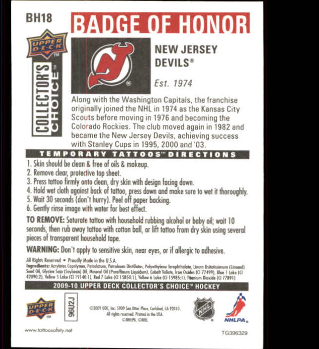 2009-10 Collector's Choice Hockey Badge of Honor Tattoo Singles - You Choose - Bild 25 von 39