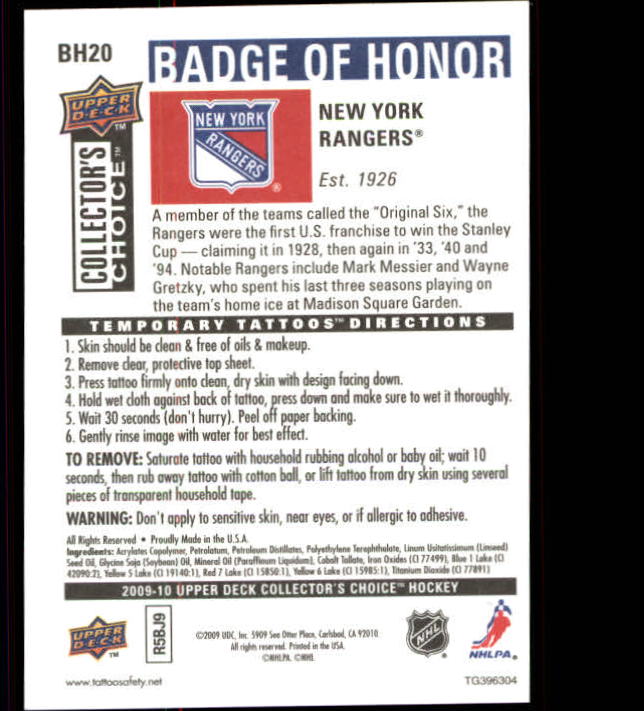 2009-10 Collector's Choice Hockey Badge of Honor Tattoo Singles - You Choose - Bild 29 von 39