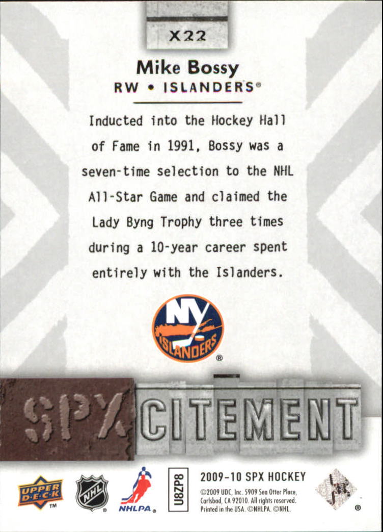 2009-10 SPx SPXcitement #X22 Mike Bossy back image